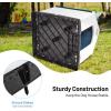 imageGiantex Dog House for Medium Dogs Waterproof Plastic Dog Houses with Air Vents and Elevated Floor Easy to Assemble Outdoor Cat House Feeding Station Indoor Patio Backyard Dog Kennel HouseBlue  White