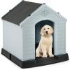 imageGiantex Dog House for Medium Dogs Waterproof Plastic Dog Houses with Air Vents and Elevated Floor Easy to Assemble Outdoor Cat House Feeding Station Indoor Patio Backyard Dog Kennel HouseGray