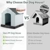 imageGiantex Dog House for Medium Dogs Waterproof Plastic Dog Houses with Air Vents and Elevated Floor Easy to Assemble Outdoor Cat House Feeding Station Indoor Patio Backyard Dog Kennel HouseGray