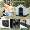 imageGiantex Dog House for Medium Dogs Waterproof Plastic Dog Houses with Air Vents and Elevated Floor Easy to Assemble Outdoor Cat House Feeding Station Indoor Patio Backyard Dog Kennel HouseGray