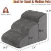 imageGiantex Dog Ramp Stairs for Bed 3 Tiers Foam Pet Steps for Small Dogs Puppy Cats Older Washable Cover High Density Foam NonSlip Stairs for Dogs to Get on Bed Sofa Gray 3 StepsGray