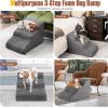 imageGiantex Dog Ramp Stairs for Bed 3 Tiers Foam Pet Steps for Small Dogs Puppy Cats Older Washable Cover High Density Foam NonSlip Stairs for Dogs to Get on Bed Sofa Gray 3 StepsGray