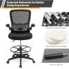 imageGiantex Drafting Chair High Back Office Chairs with Footrest Ring FlipUp Armrest Height Adjustable Executive Desk Chair Ergonomic Mesh Computer Task Chair Lumbar Support Tall Office Chair 1 BlackBlack
