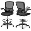 imageGiantex Drafting Chair High Back Office Chairs with Footrest Ring FlipUp Armrest Height Adjustable Executive Desk Chair Ergonomic Mesh Computer Task Chair Lumbar Support Tall Office Chair 1 BlackBlack