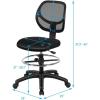 imageGiantex Drafting Chair Tall Office Chair with Back Height Adjustable Home Office Chair on Wheels Ergonomic Computer Standing Desk Chair with Footrest Ring for Bedroom Black