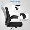 imageGiantex Ergonomic Office Chair wFoldable Backrest Mid Back Mesh Chair with Lumbar Support Flip up Arms Swivel Rolling Executive Task Chair Computer Desk Chair for Home Meeting Room Black