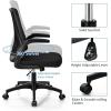 imageGiantex Ergonomic Office Chair wFoldable Backrest Mid Back Mesh Chair with Lumbar Support Flip up Arms Swivel Rolling Executive Task Chair Computer Desk Chair for Home Meeting Room Black