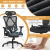 imageGiantex Ergonomic Office Chair with Adjustable Lumbar Support Armrests and Headrest High Back Computer Desk Chair with Casters Swivel Executive Mesh Chair for Home Office BlackBlack