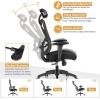 imageGiantex Ergonomic Office Chair with Adjustable Lumbar Support Armrests and Headrest High Back Computer Desk Chair with Casters Swivel Executive Mesh Chair for Home Office BlackBlack