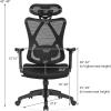 imageGiantex Ergonomic Office Chair with Adjustable Lumbar Support Armrests and Headrest High Back Computer Desk Chair with Casters Swivel Executive Mesh Chair for Home Office BlackBlack