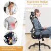 imageGiantex Ergonomic Office Chair with Adjustable Lumbar Support Armrests and Headrest High Back Computer Desk Chair with Casters Swivel Executive Mesh Chair for Home Office BlackBlack