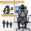 imageGiantex Ergonomic Office Chair with Adjustable Lumbar Support Armrests and Headrest High Back Computer Desk Chair with Casters Swivel Executive Mesh Chair for Home Office BlackBlack