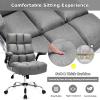 imageGiantex Executive Office Chair Big and Tall Ergonomic Computer Chair Adjustable Tilt Angle and Flipup Armrest Linen Fabric Upholstered Chair with Thick Padding High Back Managerial Chair GreyGrey