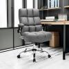 imageGiantex Executive Office Chair Big and Tall Ergonomic Computer Chair Adjustable Tilt Angle and Flipup Armrest Linen Fabric Upholstered Chair with Thick Padding High Back Managerial Chair GreyGrey