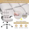 imageGiantex Executive Office Chair Big and Tall Ergonomic Computer Chair Adjustable Tilt Angle and Flipup Armrest Linen Fabric Upholstered Chair with Thick Padding High Back Managerial Chair GreyBeige
