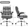 imageGiantex Executive Office Chair Big and Tall Ergonomic Computer Chair Adjustable Tilt Angle and Flipup Armrest Linen Fabric Upholstered Chair with Thick Padding High Back Managerial Chair GreyGrey