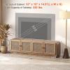 imageGiantex Farmhouse TV Stand for TVs up to 75quot 4Door PE Rattan Entertainment Center w 2 Cabinets Adjustable Shelves 8 Cable Holes Mid Century Modern Media Console Table for Living Room TV Cabinet