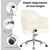 imageGiantex Fluffy Desk Chair Comfy Faux Fur Vanity Chair with Wheals and Height Adjustable Cute Fuzzy Makeup Chair for Girls Women Modern Swivel Arm Chair for Bedroom Home Office BeigeBeige