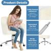 imageGiantex Fluffy Desk Chair Comfy Faux Fur Vanity Chair with Wheals and Height Adjustable Cute Fuzzy Makeup Chair for Girls Women Modern Swivel Arm Chair for Bedroom Home Office BeigeBeige