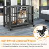 imageGiantex Foldable Metal Dog Crate  Heavy Duty Dog Cage with Top and Front Doors Feeding Access Removable Tray Lockable Wheels Chew Proof Dog Kennel Indoor Outdoor 37L x 23W x 30H Black