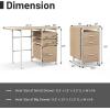imageGiantex Folding Desk for Small Space Rolling Home Office Desk with 3 Drawers ampamp Lockable Universal Wheels Mobile Study Writing Desk for Dorm Apartment Bedroom BrownNatural