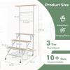 imageGiantex Hanging Plant Stand Indoor 3Tier Metal Ladder Plant Rack with Hanging Bar Trellis Grid Shelf Tall Plant Stand Flower Pot Organizer for Indoor Garden Balcony Living Room WhiteWhite