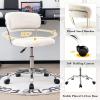imageGiantex Home Office Chair Faux Fur Low Back Swivel Leisure Chair wHeight Adjustable Padded Seat Rolling Armless Vanity Chair wGalvanized Steel Frame for Bedroom Study Guest Room WhiteWhite