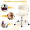 imageGiantex Home Office Chair Faux Fur Low Back Swivel Leisure Chair wHeight Adjustable Padded Seat Rolling Armless Vanity Chair wGalvanized Steel Frame for Bedroom Study Guest Room WhiteWhite