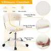 imageGiantex Home Office Chair Faux Fur Low Back Swivel Leisure Chair wHeight Adjustable Padded Seat Rolling Armless Vanity Chair wGalvanized Steel Frame for Bedroom Study Guest Room WhiteWhite