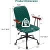 imageGiantex Home Office Desk Chair Orange Vintage Adjustable Swivel Rolling Chair with Copper Wheels ampamp Armrest Mid Century Leisure Chair Velvet Upholstered Computer Chair for Work StudyGreen