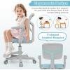 imageGiantex Kids Desk Chair Height Adjustable Children Swivel Computer Chair with YShaped Lumbar Support ampamp Universal Casters Mesh Kids Task Chair for Study Boys Girls Aged 413 BlueBlue
