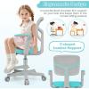 imageGiantex Kids Desk Chair Height Adjustable Children Swivel Computer Chair with YShaped Lumbar Support ampamp Universal Casters Mesh Kids Task Chair for Study Boys Girls Aged 413 BlueTurquoise