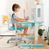 imageGiantex Kids Desk Chair Height Adjustable Children Swivel Computer Chair with YShaped Lumbar Support ampamp Universal Casters Mesh Kids Task Chair for Study Boys Girls Aged 413 BlueTurquoise