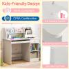 imageGiantex Kids Study Desk Children Wooden Writing Table with Hutch Bookshelf Drawer Keyboard Tray Storage Shelves White Student Computer Desk Workstation for Home School Use Gift for Boys Girls