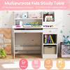 imageGiantex Kids Study Desk Children Wooden Writing Table with Hutch Bookshelf Drawer Keyboard Tray Storage Shelves White Student Computer Desk Workstation for Home School Use Gift for Boys Girls