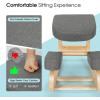 imageGiantex Kneeling Chair Wood Posture Chair Max Load 330 Lbs Rocking Knee Chair with Soft Cushion Natural Relief for Back Shoulder or Neck Pain Ergonomic Kneeling Chair for Office HomeGreyNatural