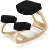 imageGiantex Kneeling Chair Wood Posture Chair Max Load 330 Lbs Rocking Knee Chair with Soft Cushion Natural Relief for Back Shoulder or Neck Pain Ergonomic Kneeling Chair for Office HomeBlackNatural