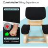 imageGiantex Kneeling Chair Wood Posture Chair Max Load 330 Lbs Rocking Knee Chair with Soft Cushion Natural Relief for Back Shoulder or Neck Pain Ergonomic Kneeling Chair for Office HomeBlackNatural