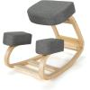 imageGiantex Kneeling Chair Wood Posture Chair Max Load 330 Lbs Rocking Knee Chair with Soft Cushion Natural Relief for Back Shoulder or Neck Pain Ergonomic Kneeling Chair for Office HomeGreyNatural