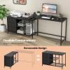 imageGiantex L Shaped Computer Desk with Drawers 81quot Convertible Corner Desk with Charging Station and Storage Shelves Study Writing Desk Modern Long Corner Gaming Table for Home Office WhiteBlack