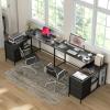 imageGiantex L Shaped Computer Desk with Drawers 81quot Convertible Corner Desk with Charging Station and Storage Shelves Study Writing Desk Modern Long Corner Gaming Table for Home Office WhiteBlack