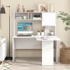 imageGiantex L Shaped Desk with Hutch White Corner Desk with Storage Shelf ampamp Cabinet Laptop PC Table Gaming Computer Table Workstation Modern Executive Study Writing Desk for Home Office Bedroom