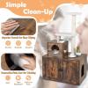 imageGiantex Litter Box Enclosure with Cat Tree Cat Washroom Hidden Furniture with Cat Tower Scratching Posts Cat Condo Jingling Ball Air Vents Wooden Pet Crate House WhiteRustic Brown