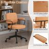 imageGiantex Mid Century Leather Office Chair Orange Height Adjustable Desk Chair with Rocking Backrest ampamp Padded Armrest Upholstered Swivel Leisure Task Chair Modern Rolling Chair for Home Office