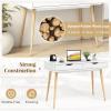 imageGiantex MidCentury Desk with 2 Drawers 435quot Writing Study Desk with Solid Rubber Wood Legs Home Office Computer Workstation PC Laptop Desk Modern Makeup Vanity Table for Bedroom White ampamp NaturalWhite  Natural