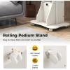 imageGiantex Mobile Podium Stand SittoStand Laptop Cart with Tilting Tabletop ampamp Storage Cabinet Lockable Casters HeightAdjustable Rolling Lectern for Classroom Church Home Office Black 2 PackWhite