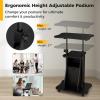 imageGiantex Mobile Podium Stand SittoStand Laptop Cart with Tilting Tabletop ampamp Storage Cabinet Lockable Casters HeightAdjustable Rolling Lectern for Classroom Church Home Office Black 2 PackBlack