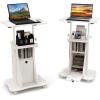 imageGiantex Mobile Podium Stand SittoStand Laptop Cart with Tilting Tabletop ampamp Storage Cabinet Lockable Casters HeightAdjustable Rolling Lectern for Classroom Church Home Office Black 2 PackWhite