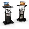 imageGiantex Mobile Podium Stand SittoStand Laptop Cart with Tilting Tabletop ampamp Storage Cabinet Lockable Casters HeightAdjustable Rolling Lectern for Classroom Church Home Office Black 2 PackBlack
