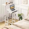 imageGiantex Mobile Stand Up Desk Adjustable Height with Wheels ampamp Tilting Tabletop Home Office Computer Workstation Sit Stand Desk for Standing or Sitting BlackWhite